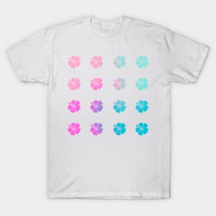 Back to School Teal and Fuchsia Gradient Hibiscus Flowers T-Shirt